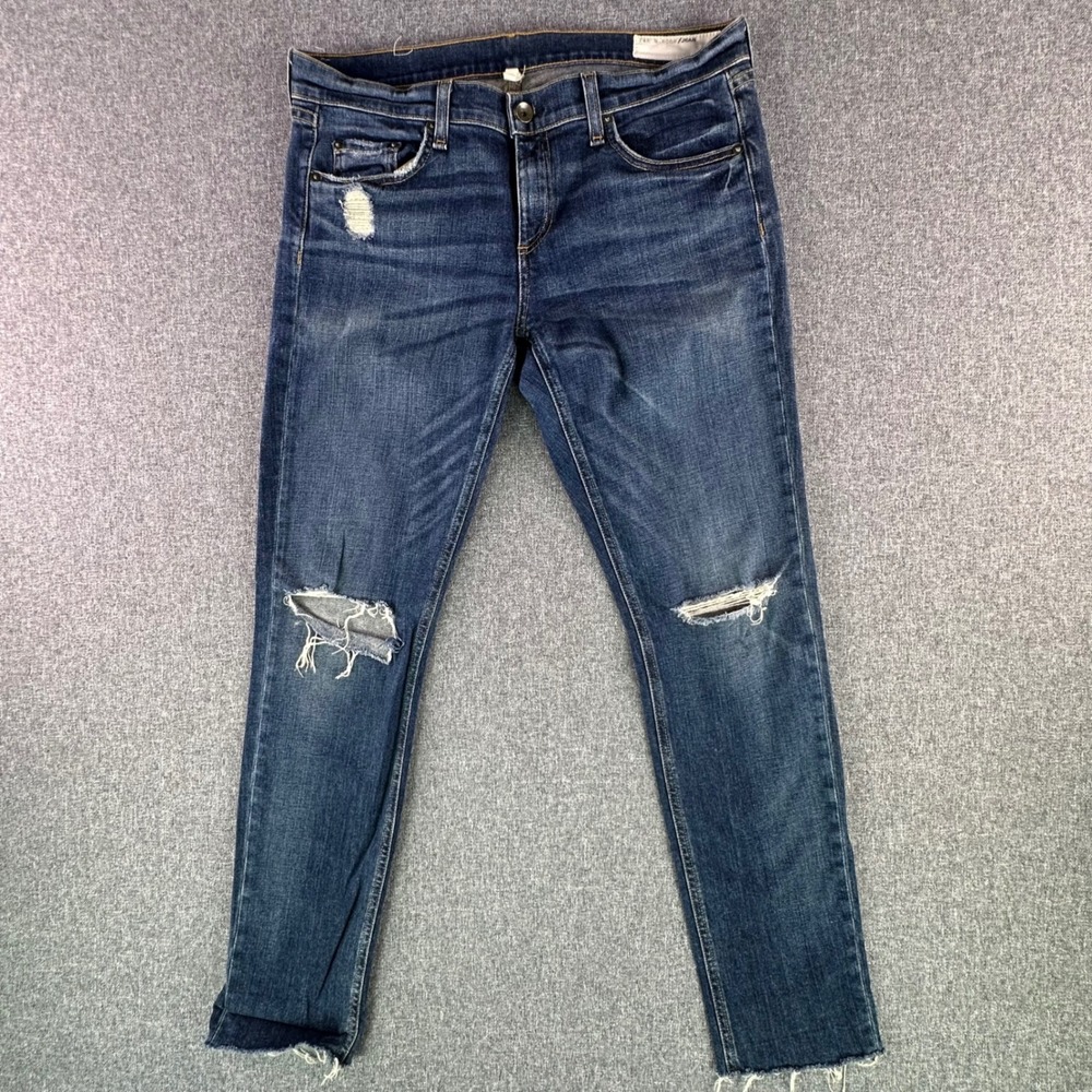 Rag & Bone Jeans Women 29 Dre Mabel Blue Distressed Ripped USA Made